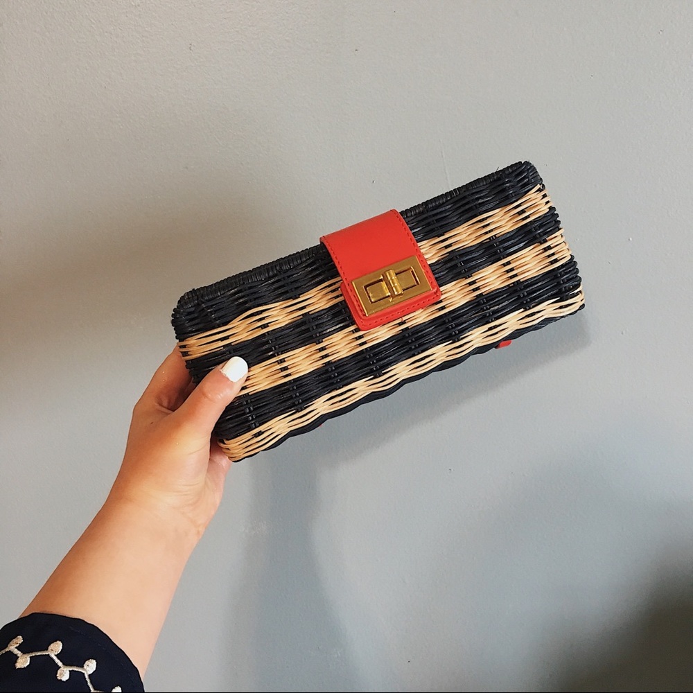 J.Crew Nautical Straw Clutch
